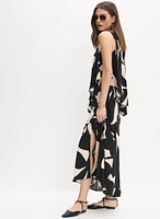 Leaf Print Tiered Dress