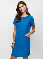 Short Sleeve Linen-Blend Dress