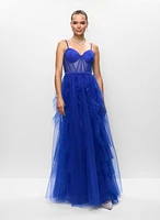 Ruffle Skirt Corset-Style Gown