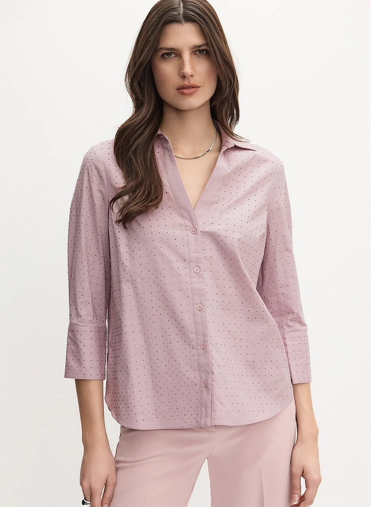 Studded Button-Down Blouse