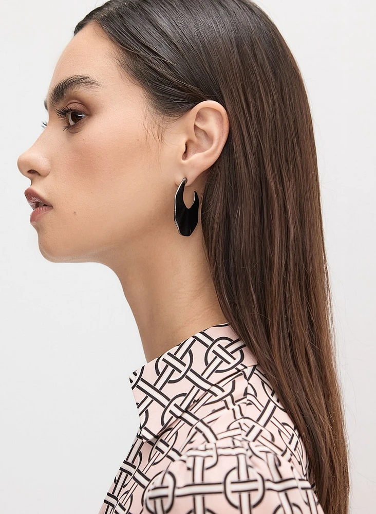 Wide Ruffle Open Hoop Earrings