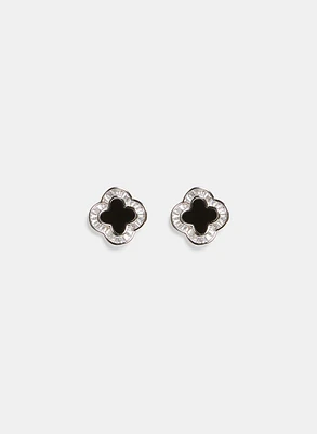 Boucles d'oreilles trèfles à zircons cubiques