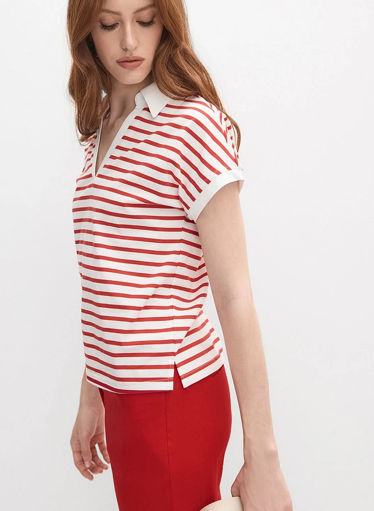 T-shirt rayé à col polo