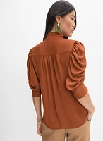 Draped Puff Sleeve Blouse