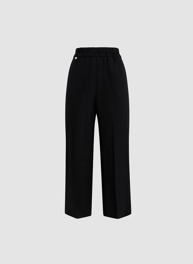 Pantalon gaucho en lin à enfiler