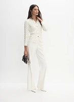 Embellished Knit Polo Cardigan