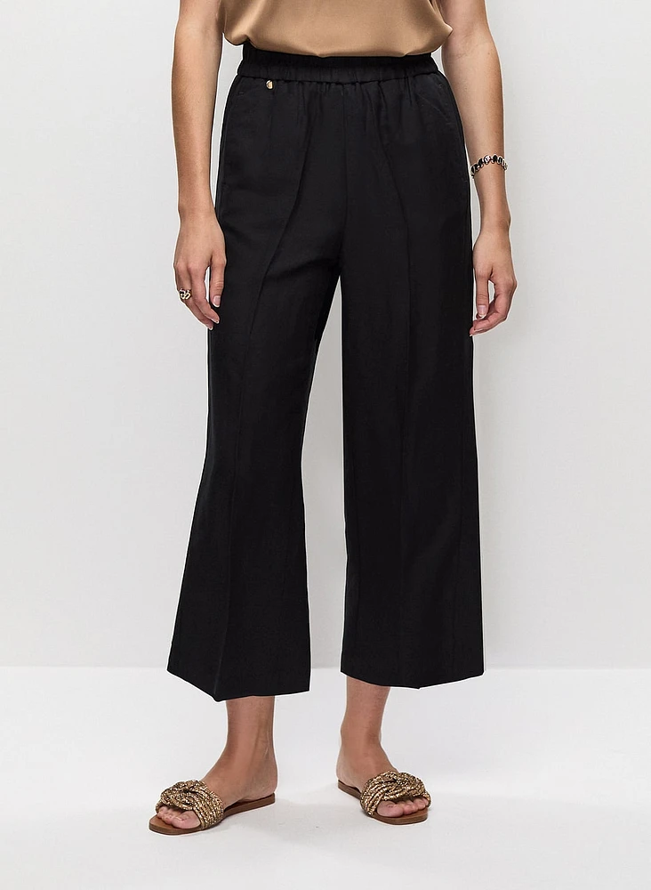 Pantalon gaucho en lin à enfiler