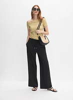 Drawstring Waist Wide-Leg Pants
