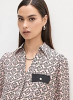 Geometric Print Long Sleeve Blouse