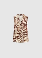 Zebra Print Sleeveless Chiffon Blouse