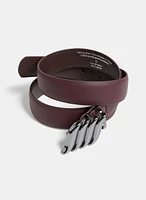 Ridged Buckle Vegan Leather Belt