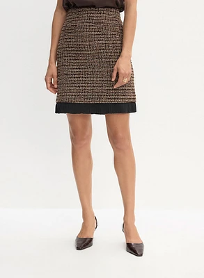 Pleated Hem Bouclé Skirt