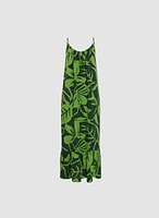 Tiered Palm Print Maxi Dress