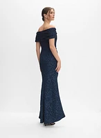 Off-The-Shoulder Jacquard Dress