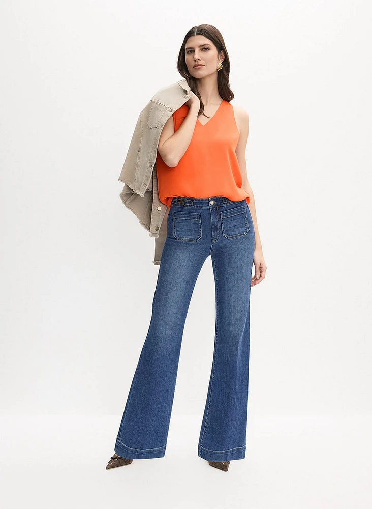 Blouse sans manches en crêpe