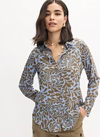 Geometric Leaf Print Blouse