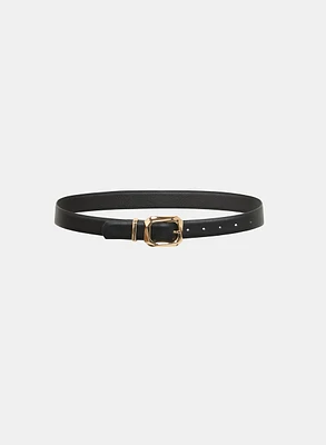 Square Buckle Vegan Leather Belt