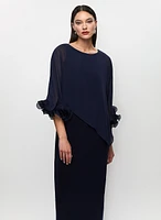 Robe longe de style poncho en chiffon