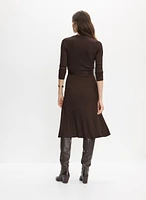 Ribbed Knit Plissé Hem Dress