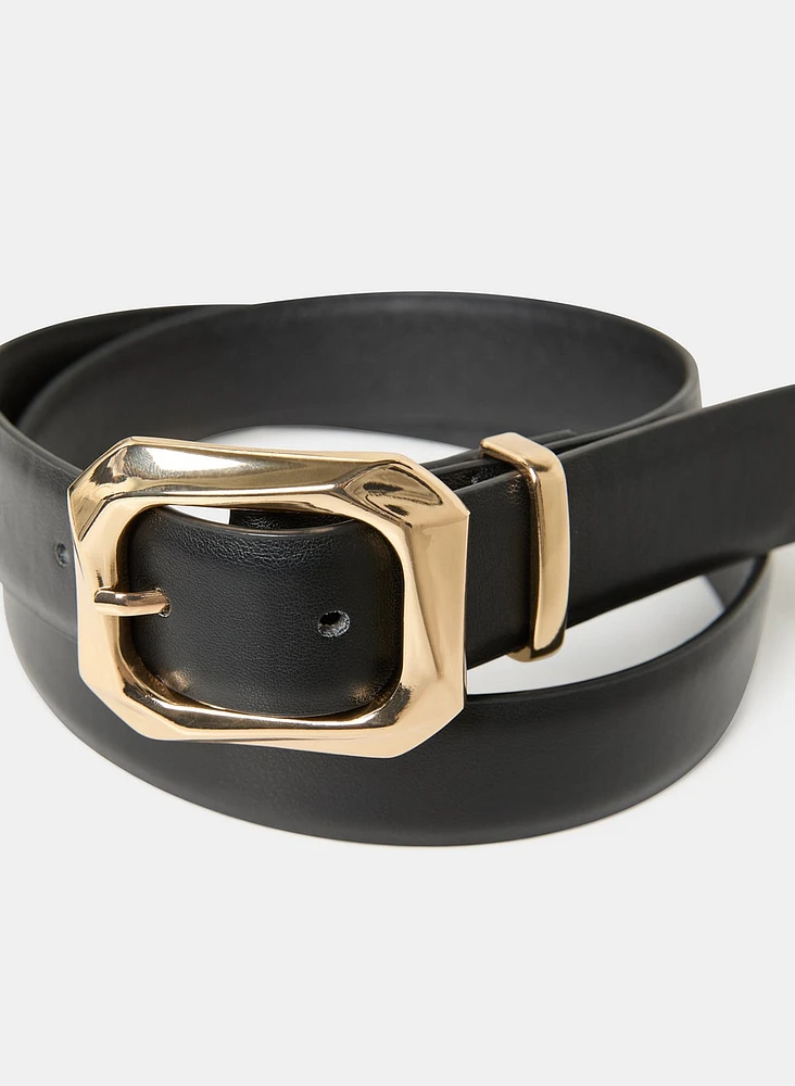 Square Buckle Vegan Leather Belt