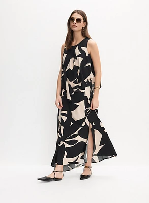 Robe asymétrique à motif de feuilles