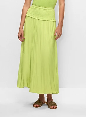 Jupe maxi en satin à taille froncée