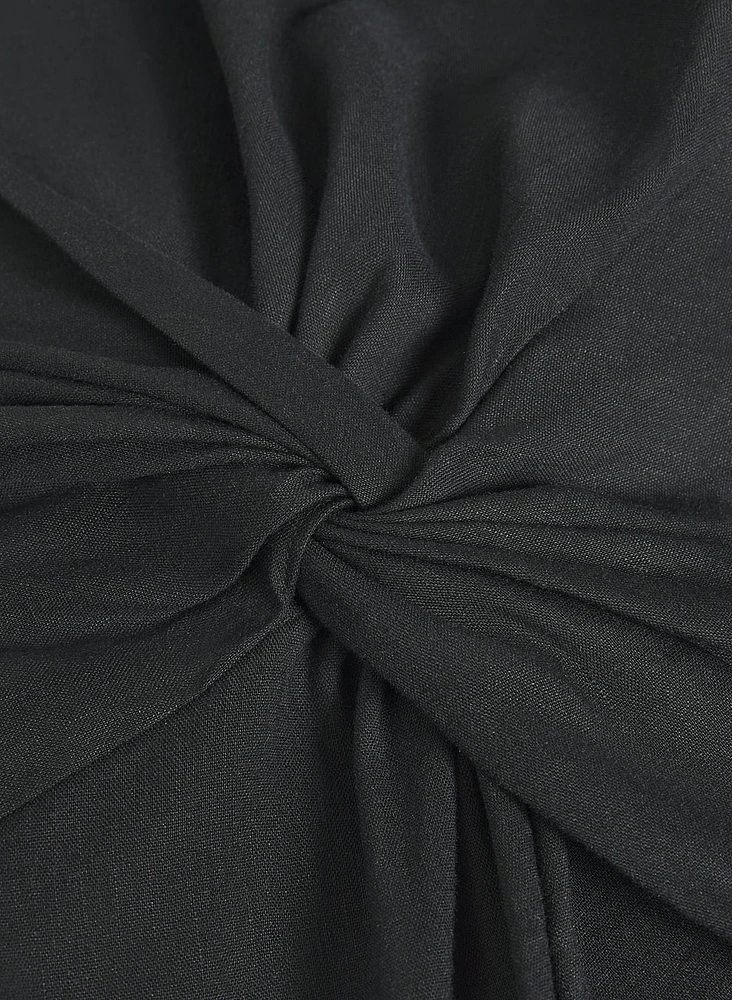 Belted Stretch-Linen Dress