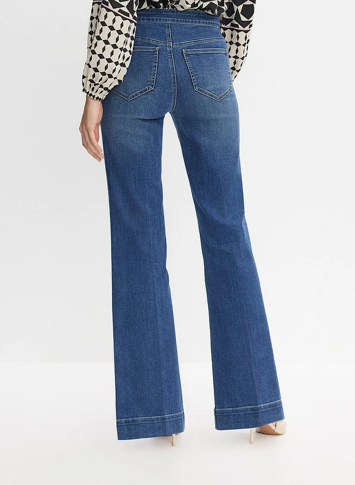 Patch Pocket Flare-Leg Jeans