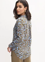 Geometric Leaf Print Blouse