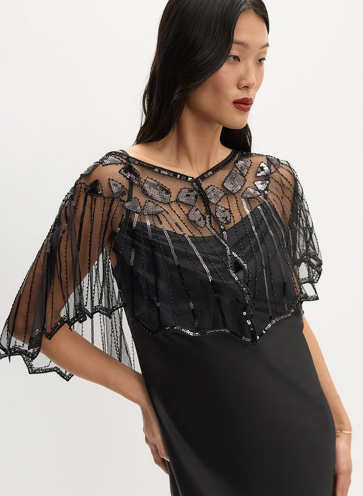 Sheer Sequin Cape