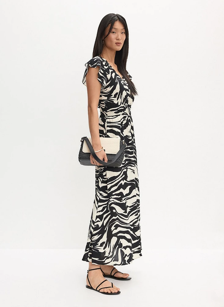 Animal Print Smocked Waist Dress