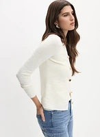 Fitted Metallic Button Cardigan