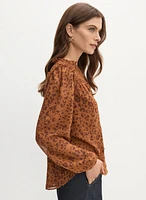 Puff Sleeve Leopard Print Blouse