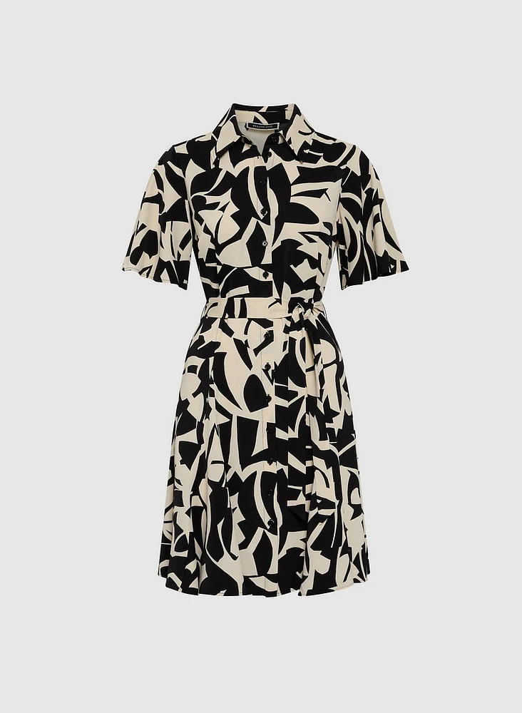 Geometric Print Shirt-Dress