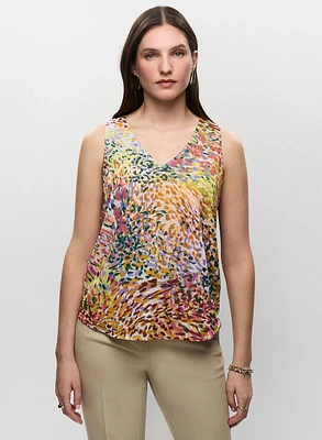 Abstract Print Sleeveless Blouse