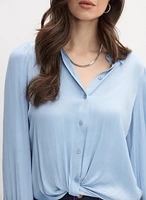 Satin Twist-Hem Blouse