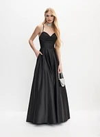 Ruched Satin Ballgown Dress