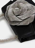 Pochette trapèze en satin à rosette