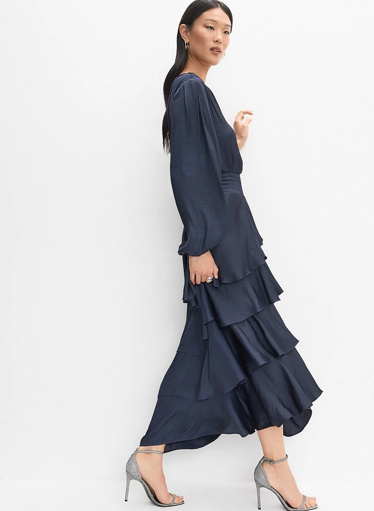 Tiered Satin Dress