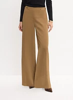 Chain Trim Satin Wide-Leg Pants