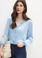 Satin Twist-Hem Blouse