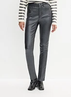 Coated Metallic Slim-Leg Pants