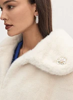 Embellished Faux Fur Cape