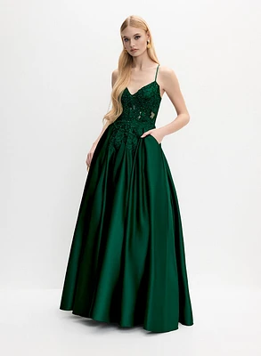 Corset-Style Satin Gown