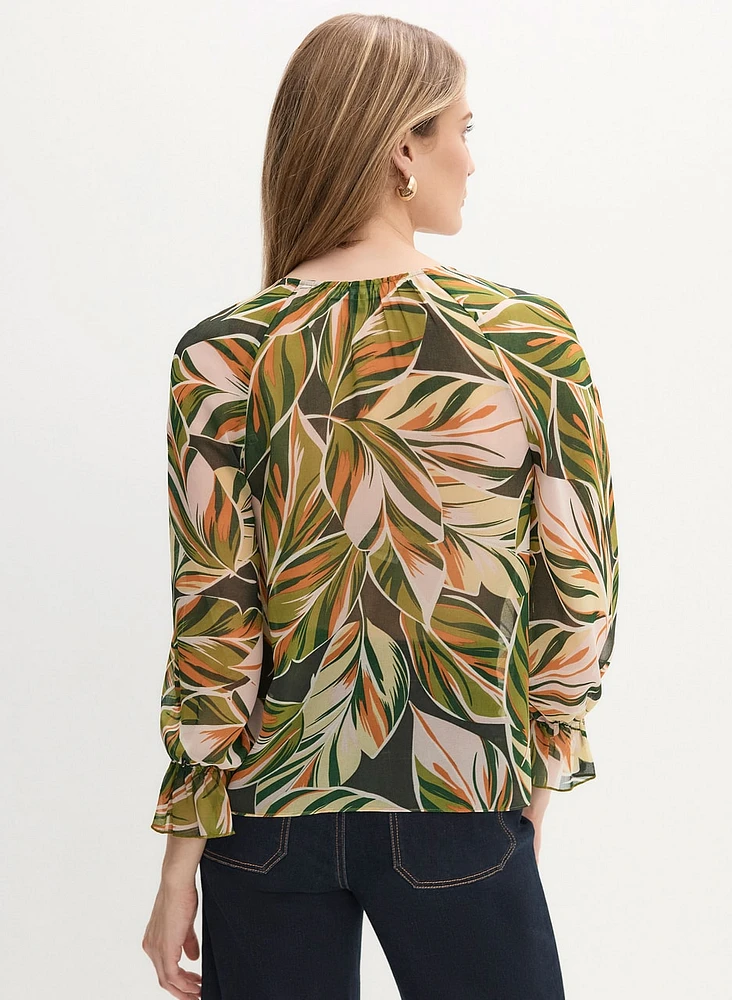 Blouse volantée à palmiers