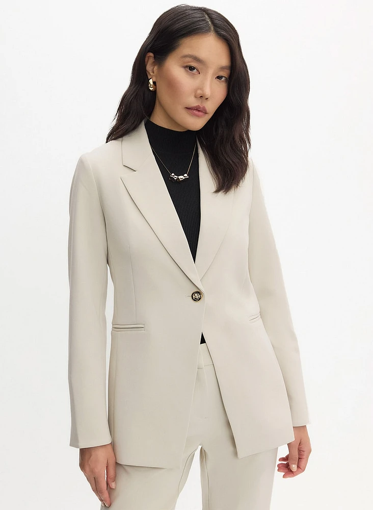 Notch Collar Single Button Jacket