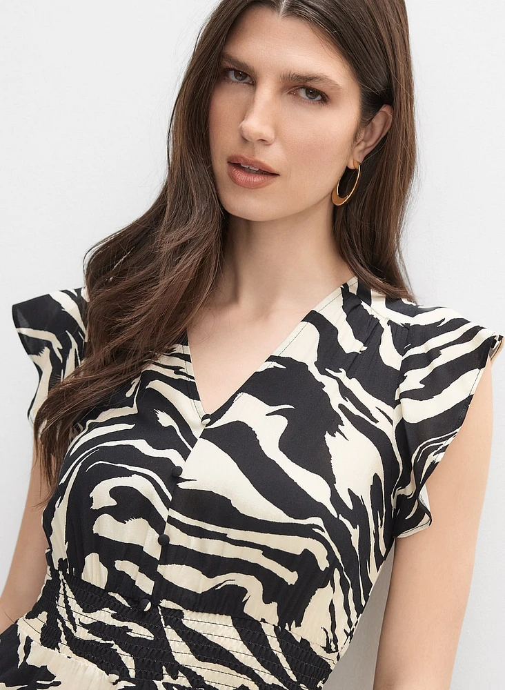 Robe froncée à motif animal