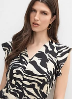 Robe froncée à motif animal