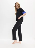 Ensemble t-shirt à détails contrastants et pantalon