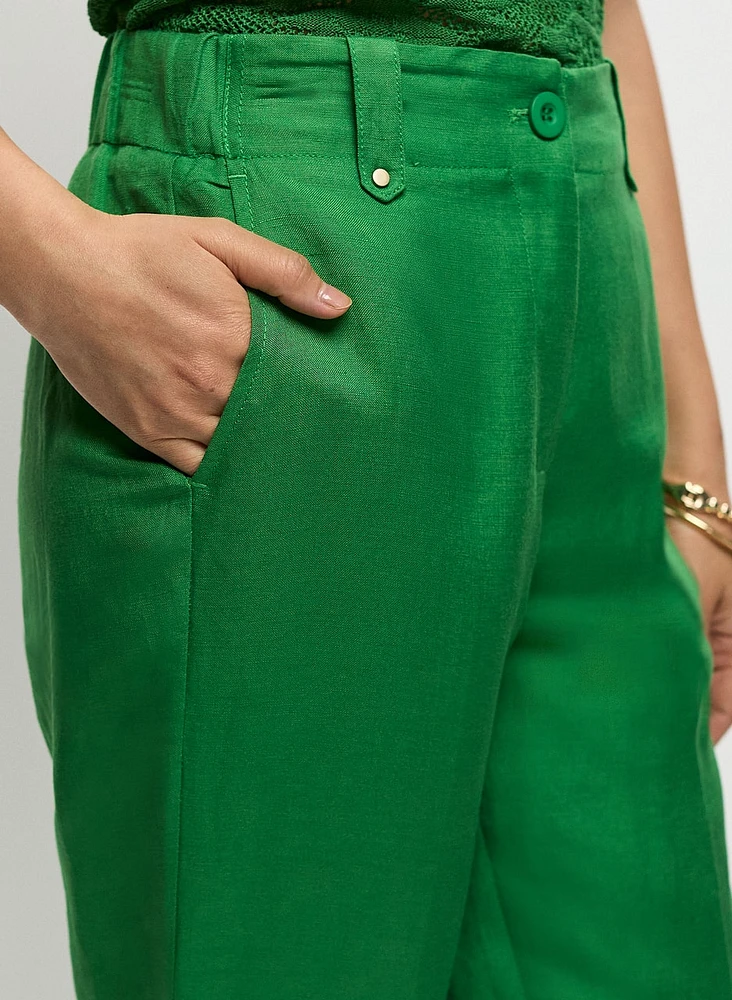 Linen-Blend Capri Pants